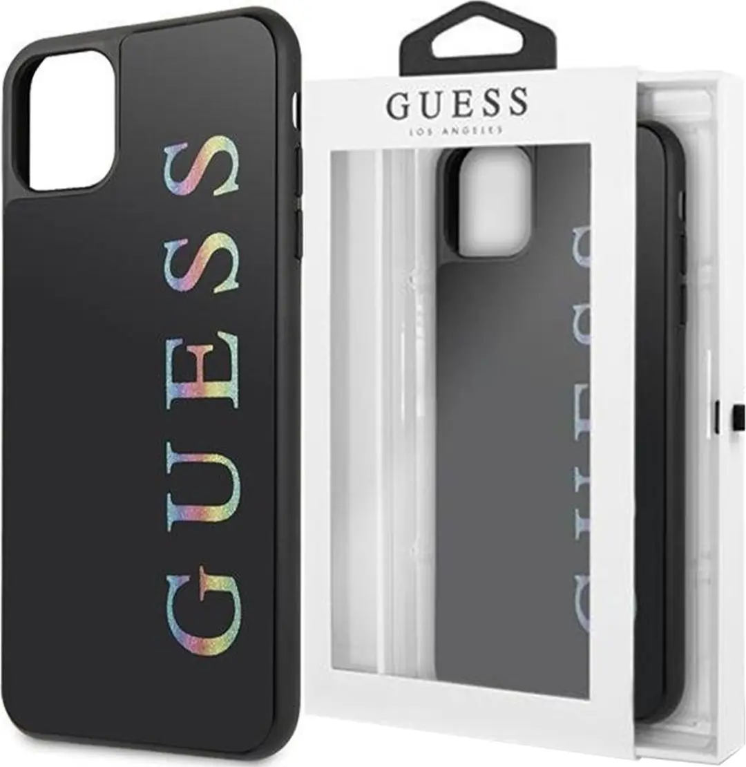 GUESS Glitter Logo Hoesje iPhone 11 Pro Max - Zwart