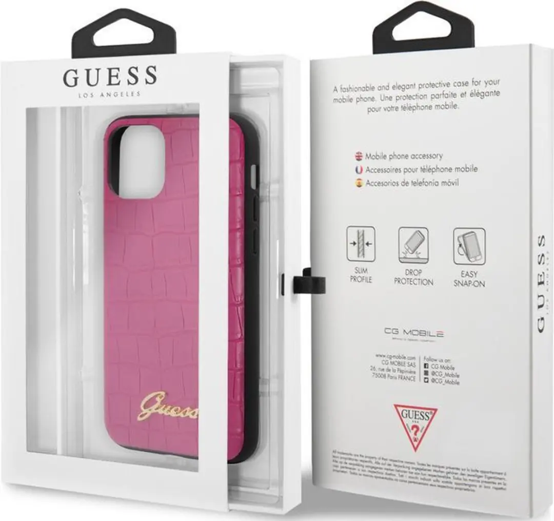 Guess Crocodile Back Case - iPhone 11 Pro Roze