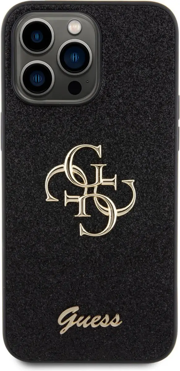 GUESS 4G Logo Glitter Back Case SH00069008 - iPhone 15 Pro Max - Zwart