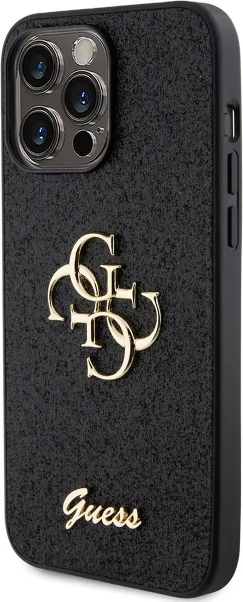 GUESS 4G Logo Glitter Back Case SH00069008 - iPhone 15 Pro Max - Zwart