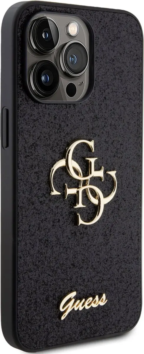 GUESS 4G Logo Glitter Back Case SH00069008 - iPhone 15 Pro Max - Zwart