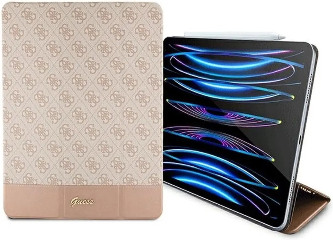 Guess 4G Stripe Allover Book Cover - iPad Pro 12.9" 2021/22 - Roze