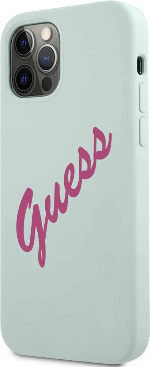 GUESS Silicone Vintage Hoesje iPhone 12 Pro Max - Mint Groen