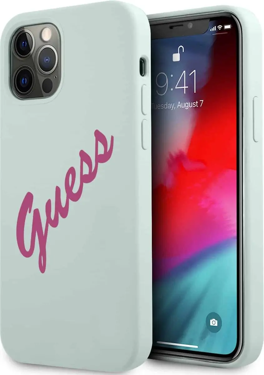 GUESS Silicone Vintage Hoesje iPhone 12 Pro Max - Mint Groen