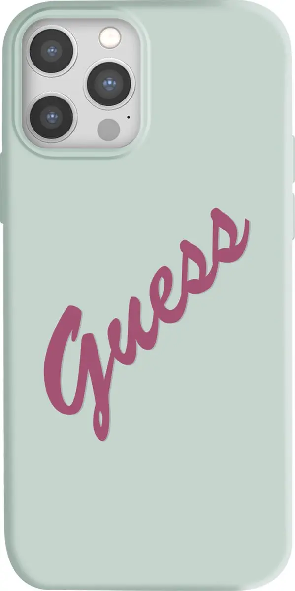 GUESS Silicone Vintage Hoesje iPhone 12 Pro Max - Mint Groen