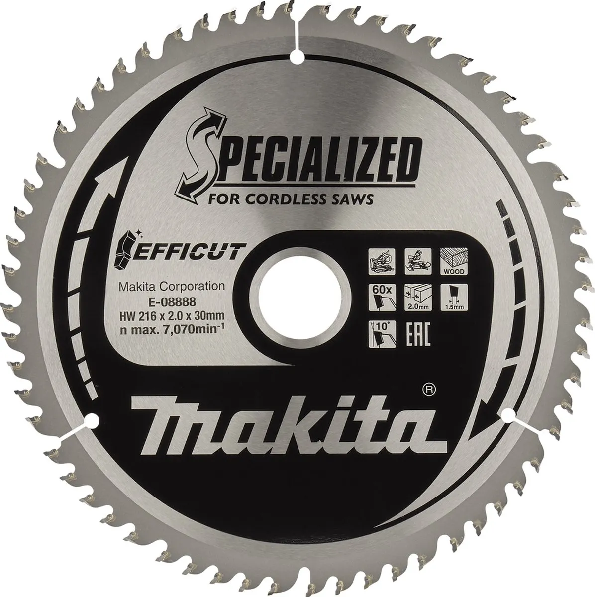 Makita E-08888 Afkortzaagblad Hout 216mm 60T