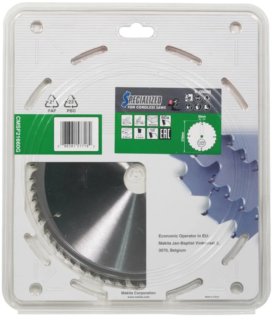 Makita E-08888 Afkortzaagblad Hout 216mm 60T