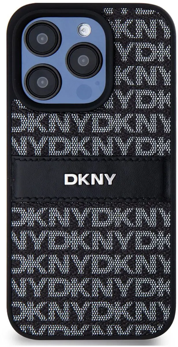 DKNY Textured Tonal Stripe Back Case Zwart - DKHCP15XPRTHSLK