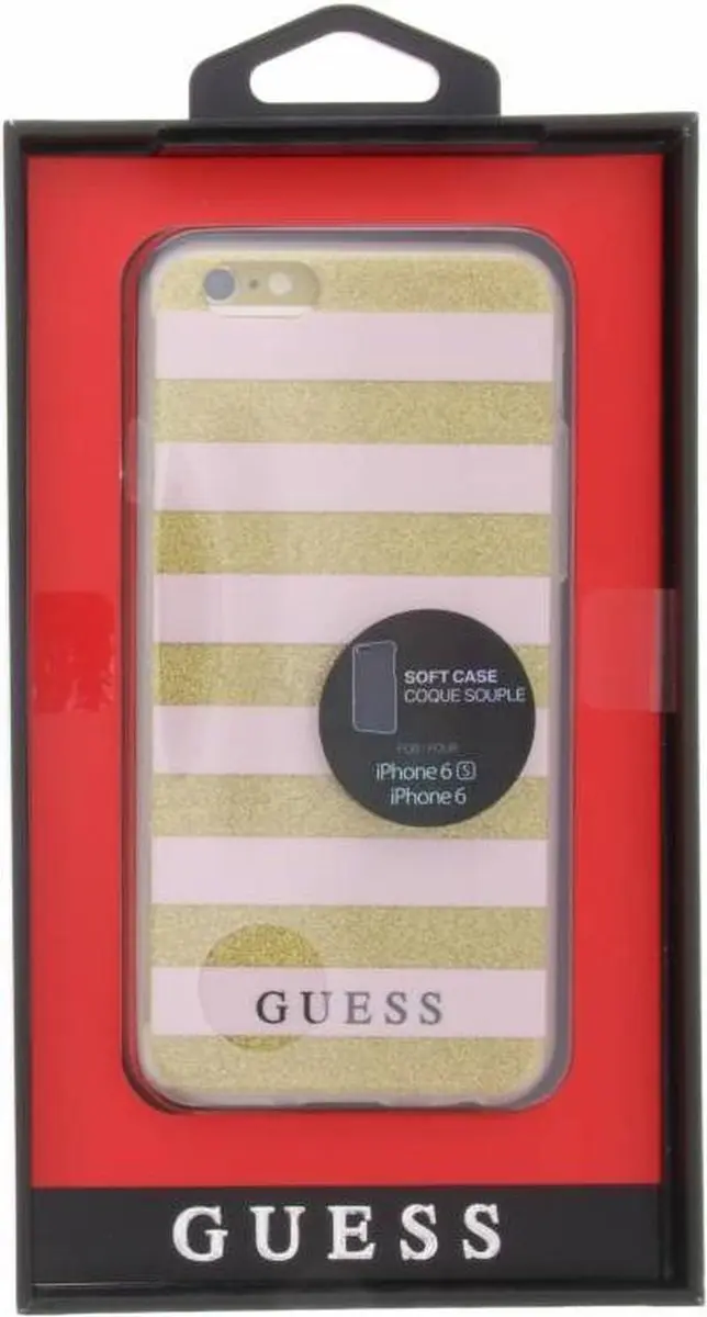 GUESS Stripes Gel Hoesje iPhone 6/6s - 6G38270701 - Goud/Rozig - afbeelding 6 van 6