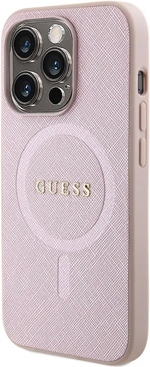 GUESS Saffiano Hoesje - MagSafe - iPhone 15 Pro Max - Roze - afbeelding 6 van 6