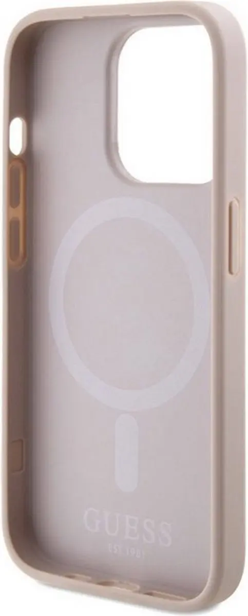 GUESS Saffiano Hoesje - MagSafe - iPhone 15 Pro Max - Roze