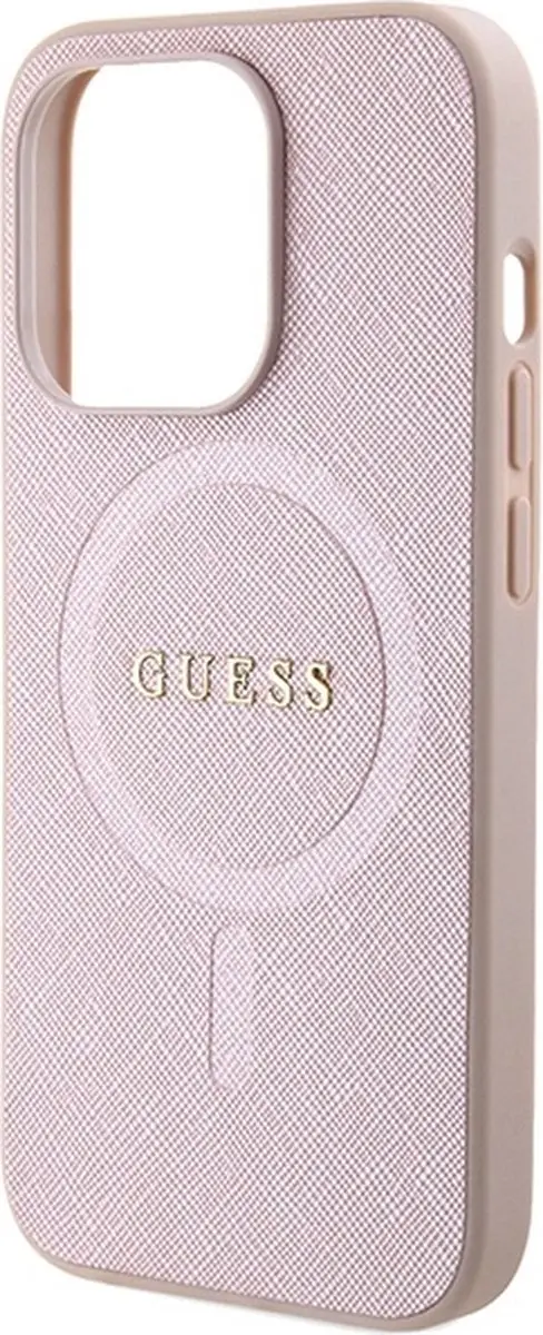 GUESS Saffiano Hoesje - MagSafe - iPhone 15 Pro Max - Roze