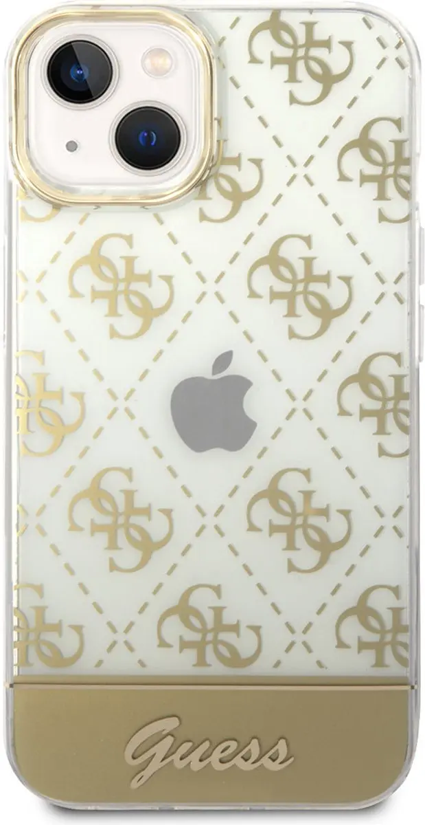 Guess iPhone 14 TPU Back Cover - Goud - MagSafe