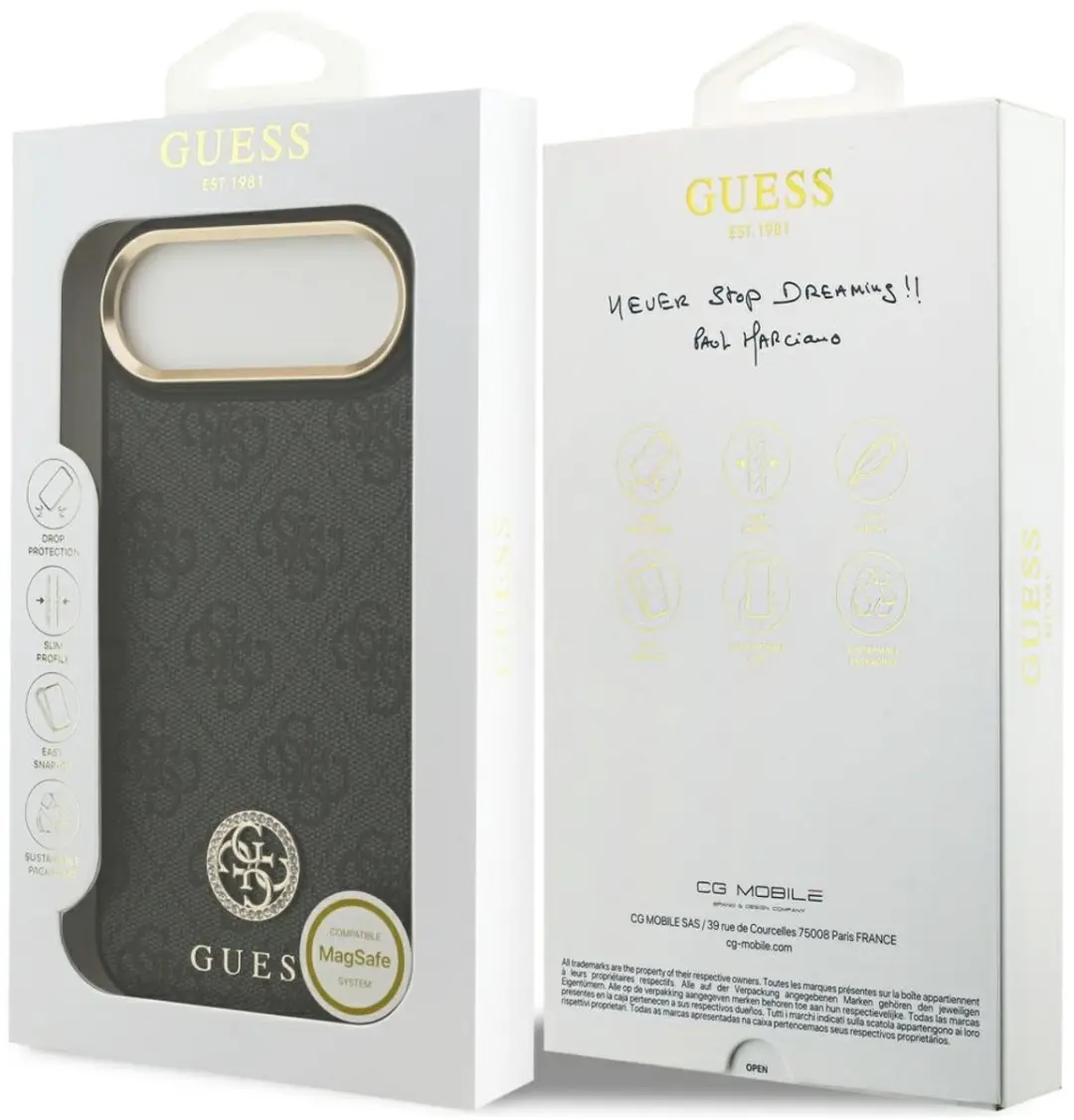 GUESS 4G Hoesje Strass Logo iPhone Air - Volledige Bescherming - Zwart