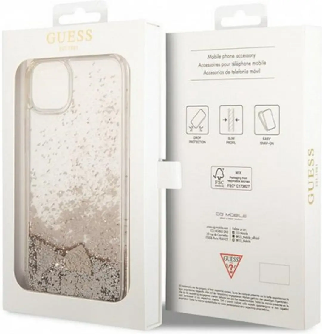 GUESS iPhone 14 Plus Hard Case - Goud Glitter
