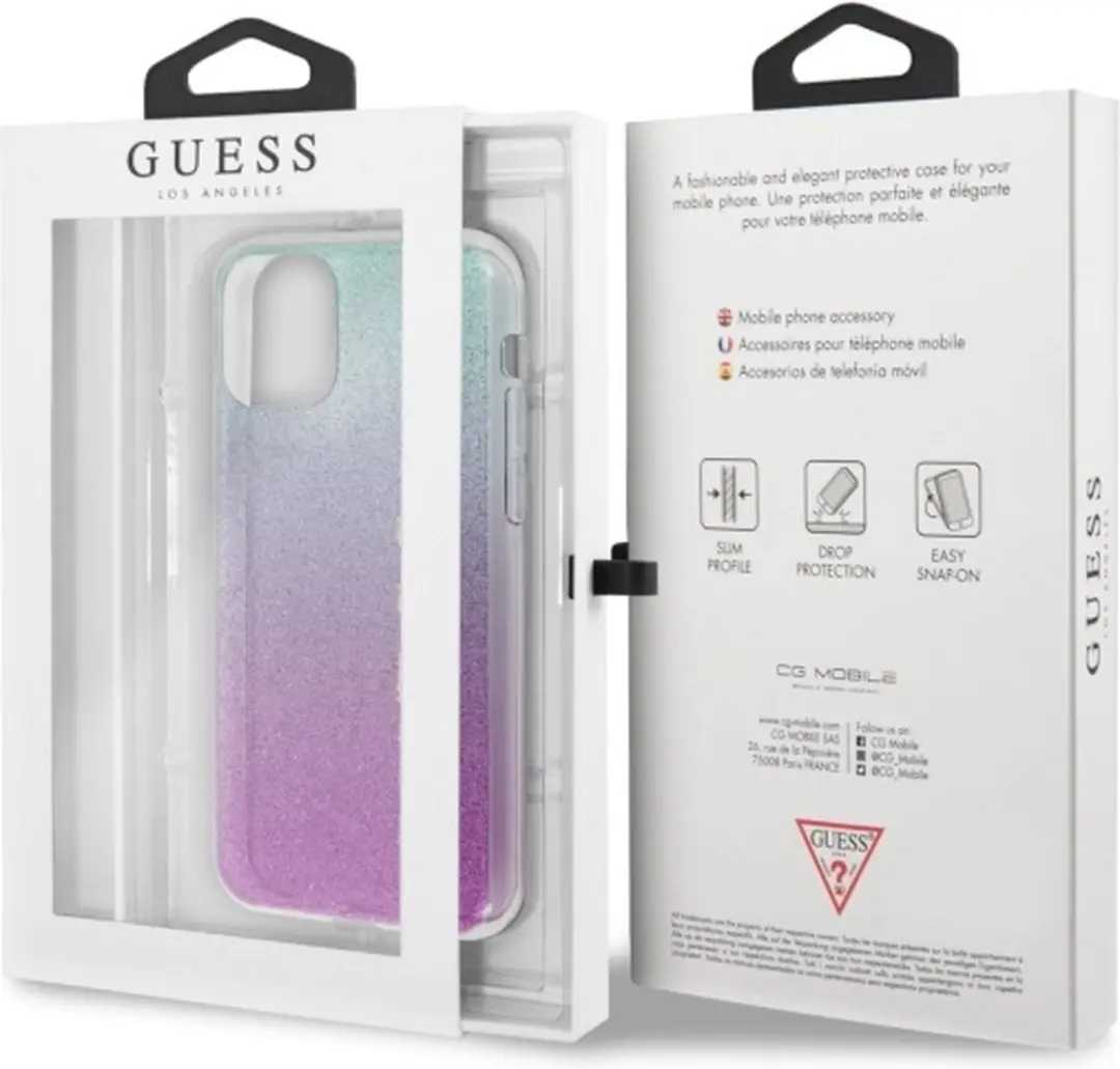 Guess Gradient Glitter Back Cover - iPhone 11 Pro Max - Blauw - afbeelding 6 van 6