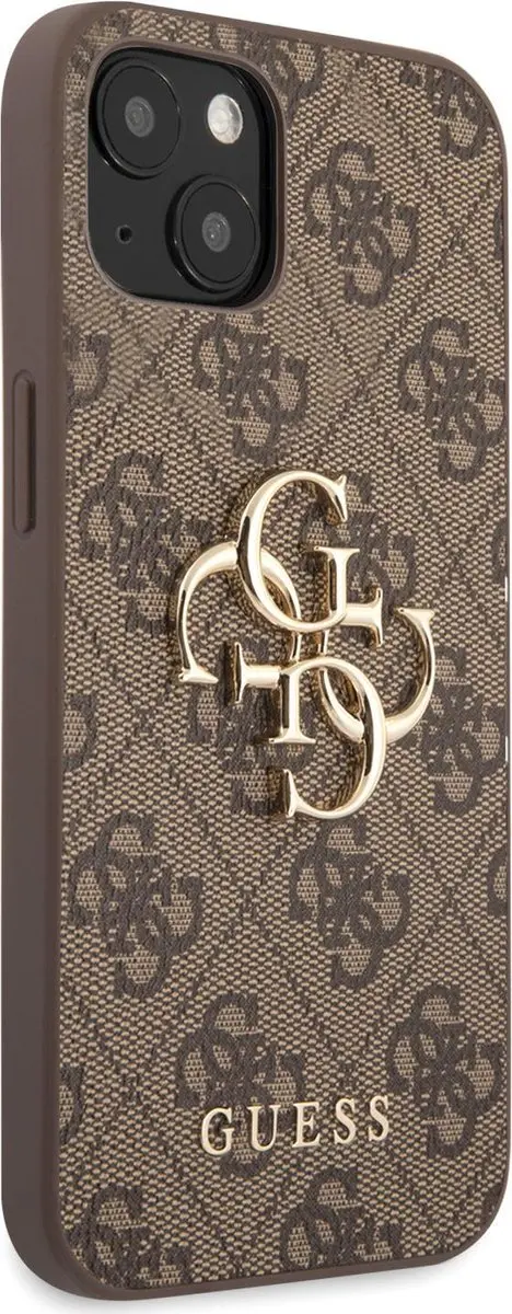 GUESS Gouden Logo iPhone 13 Hoesje - Bruin