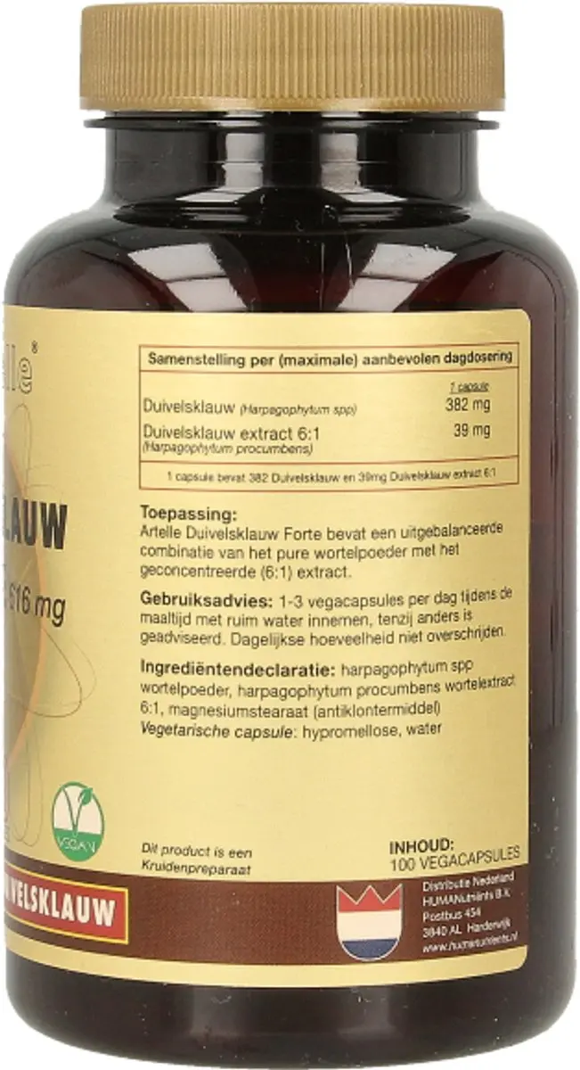 Artelle Duivelsklauw Forte 616mg Capsules - 100 Stuks