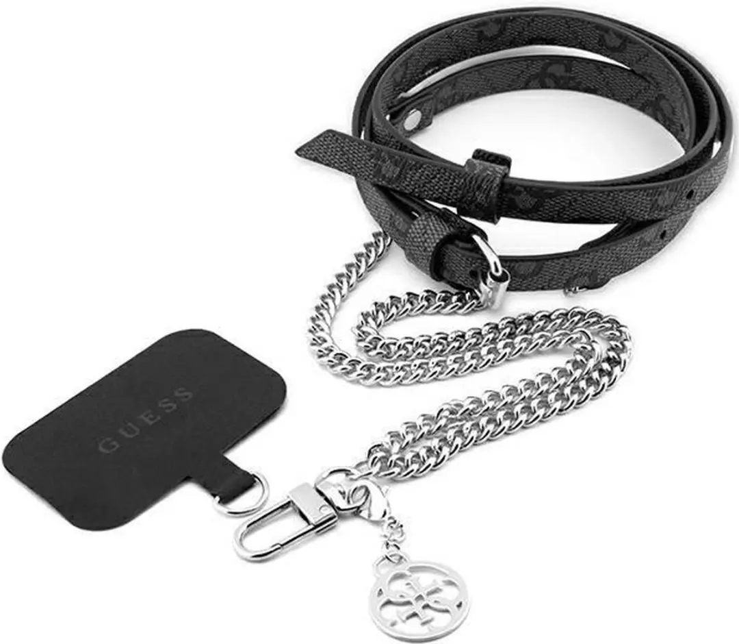 Guess Crossbodyband PU 4G - Zwart/Zilver