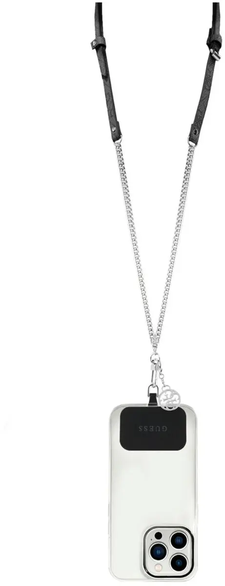Guess Crossbodyband PU 4G - Zwart/Zilver