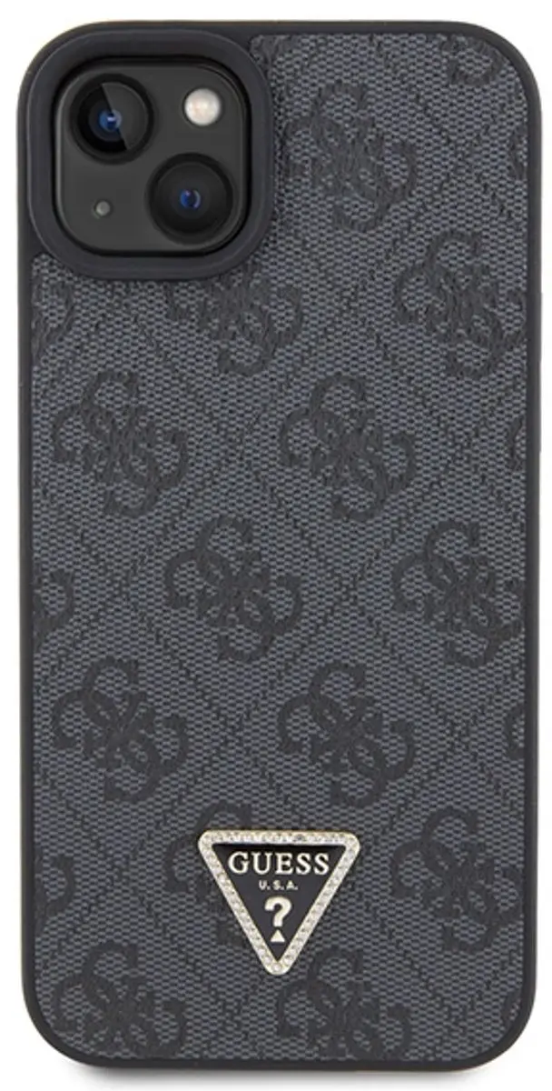 GUESS 4G Triangle Crossbody Hoesje iPhone 15 Plus - Zwart