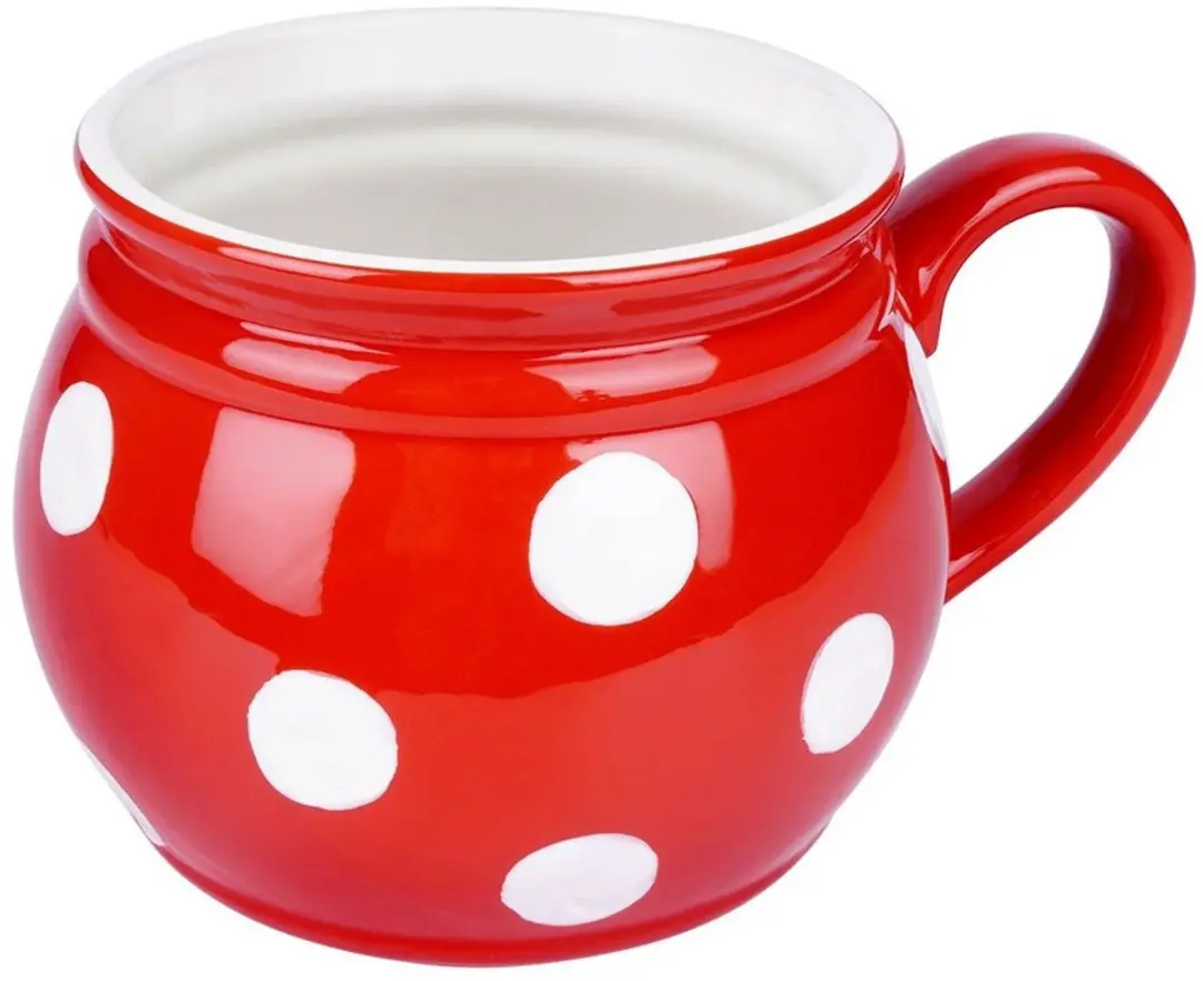 Orion Keramische Mok 950ml - Rood/Wit Stippen