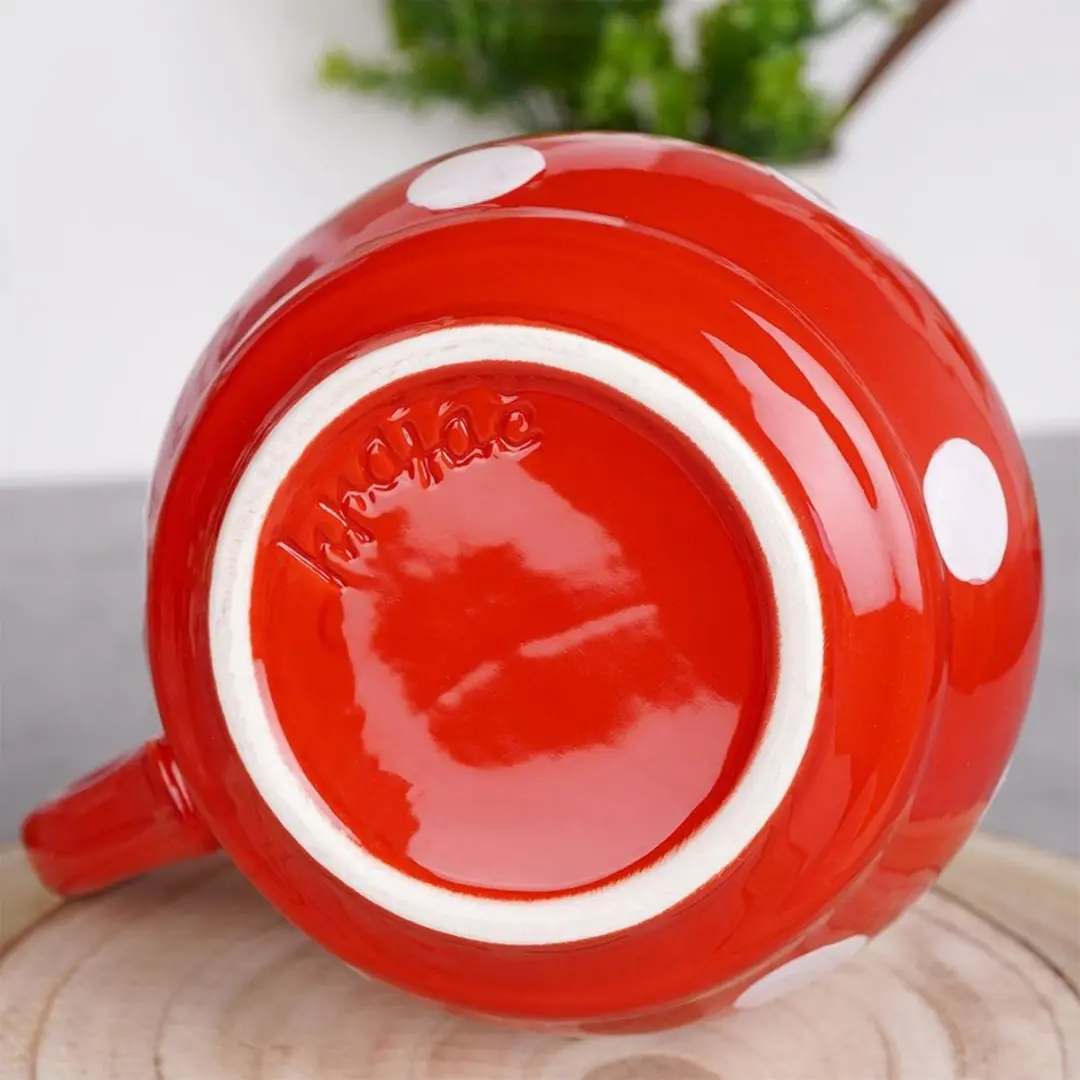 Orion Keramische Mok 950ml - Rood/Wit Stippen