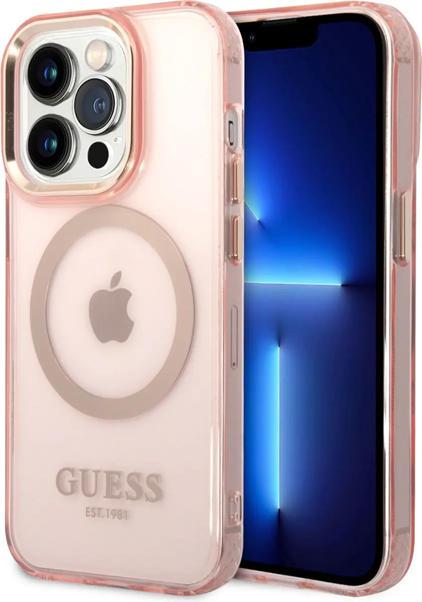 GUESS iPhone 14 Pro TPU Back Cover MagSafe - Roze