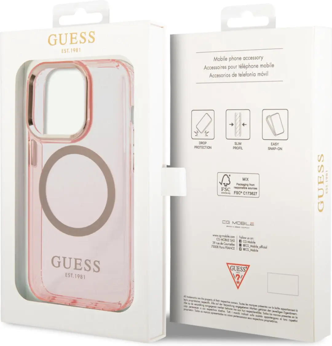 GUESS iPhone 14 Pro TPU Back Cover MagSafe - Roze