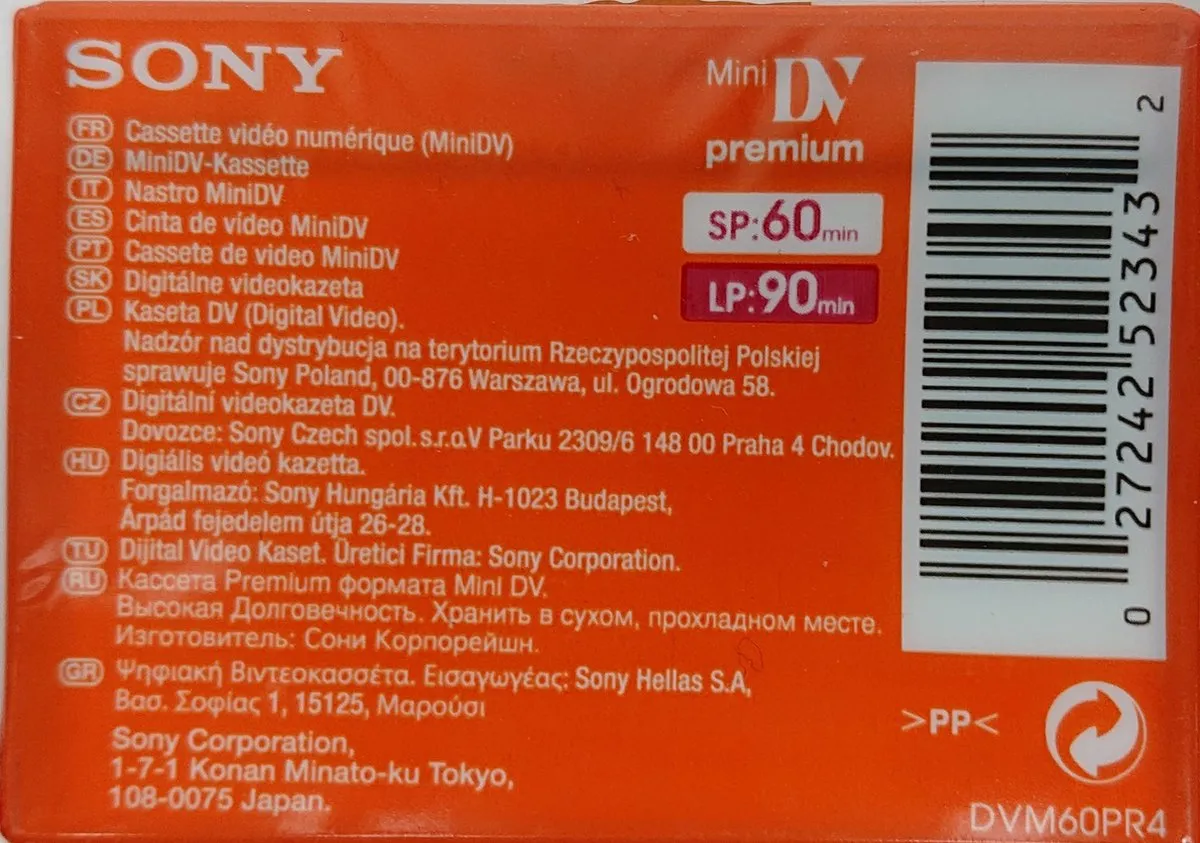 Sony DVM-60 Premium DVM60PR - DVM-tape - Zwart