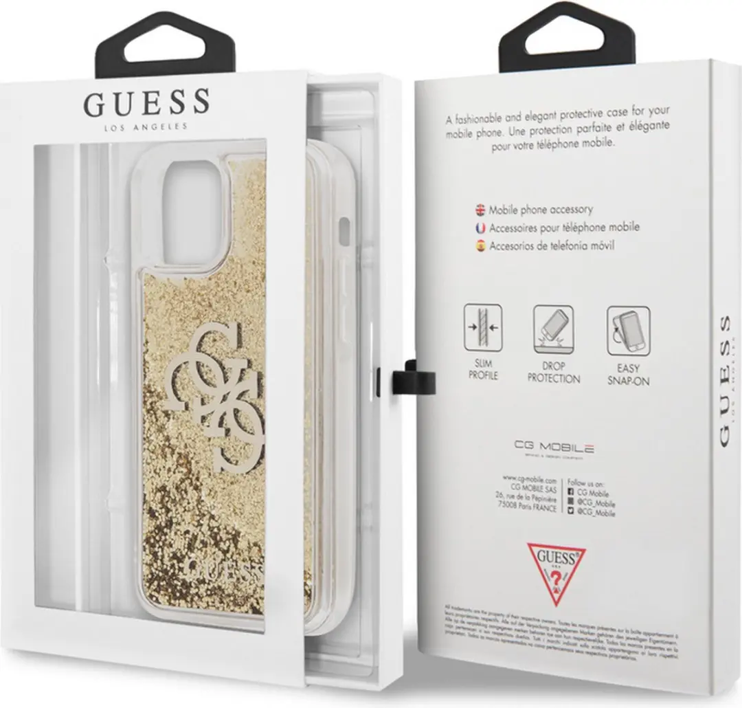 GUESS Big 4G Logo Liquid Glitter Case - iPhone 12 Pro Max - Goud - afbeelding 3 van 3