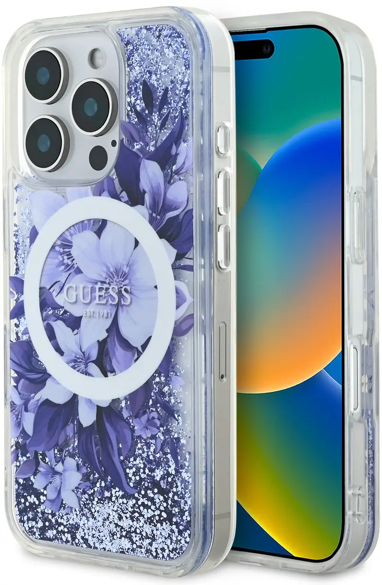 GUESS Back Cover iPhone 16 Pro - Paars - MagSafe