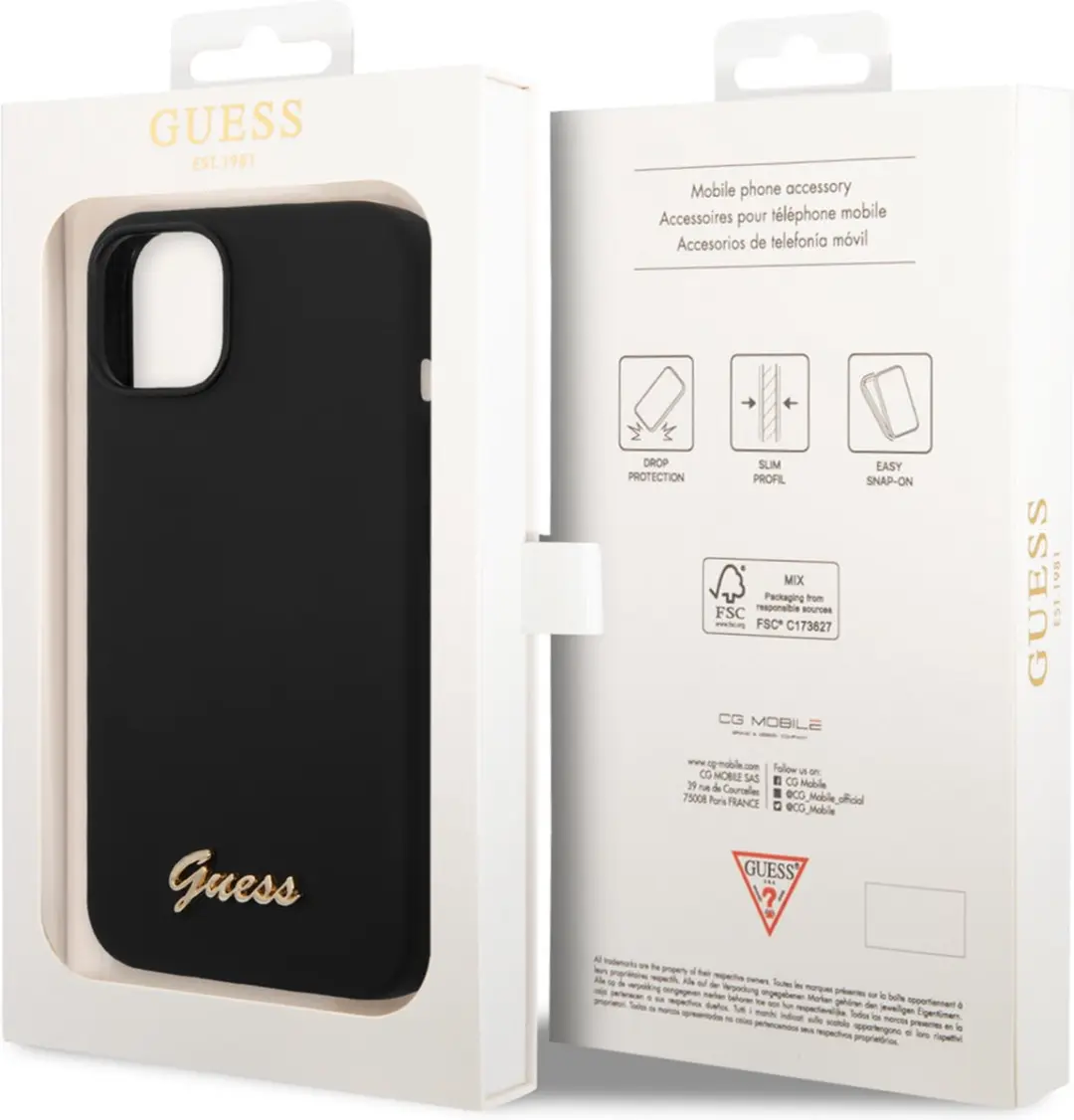 Guess Silicone Retro Back Case iPhone 14 - Zwart