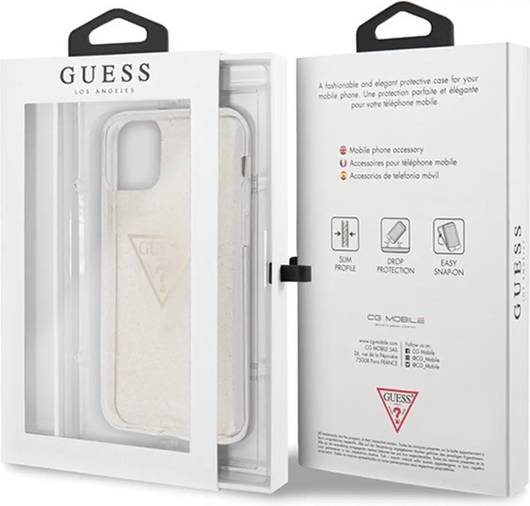 GUESS Glitter Backcase iPhone 11 Pro - Goud
