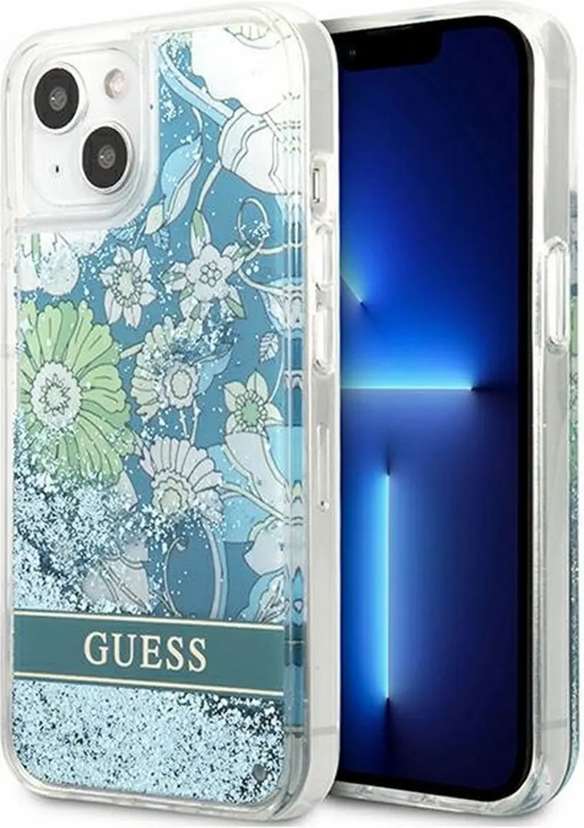 GUESS Flower Liquid Glitter Hoesje iPhone 13