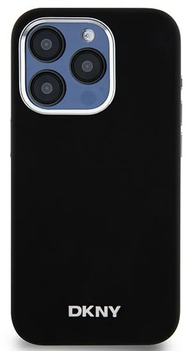 DKNY Silicone Metal Logo Back Case - iPhone 14 Pro - Zwart