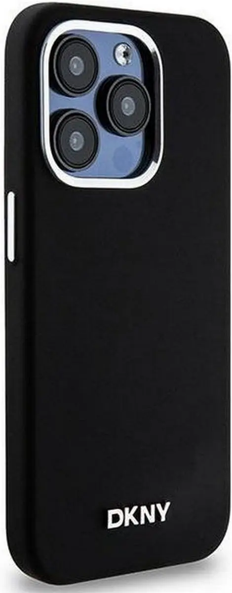 DKNY Silicone Metal Logo Back Case - iPhone 14 Pro - Zwart