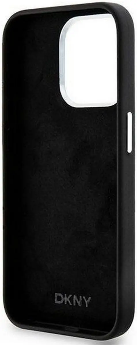 DKNY Silicone Metal Logo Back Case - iPhone 14 Pro - Zwart