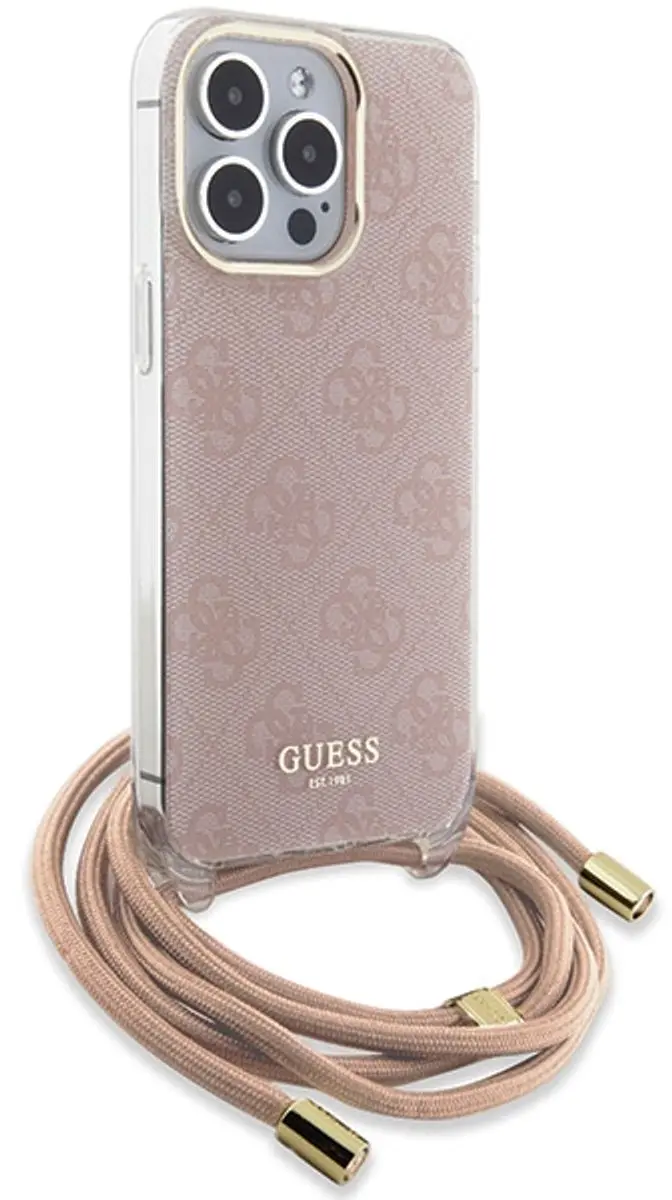 Guess 4G Printed Crossbody Hoesje - iPhone 15 Pro - Roze
