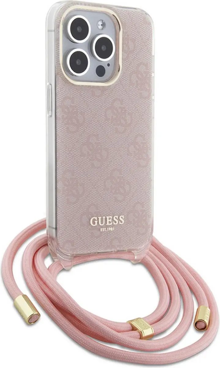 Guess 4G Printed Crossbody Hoesje - iPhone 15 Pro - Roze