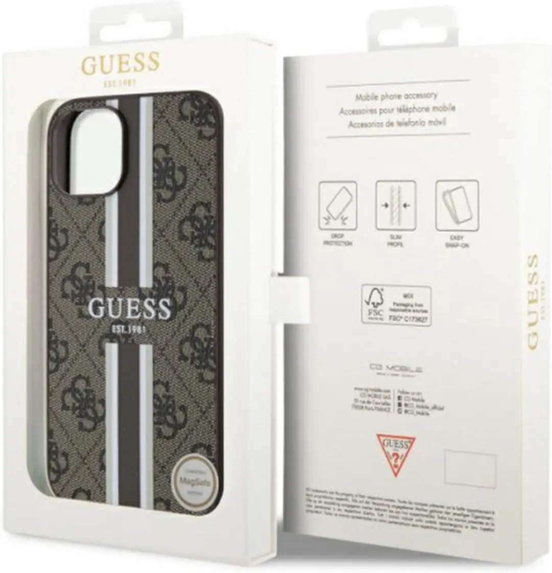 Guess 4G Printed Stripe Back Case - iPhone 14 Plus - Bruin