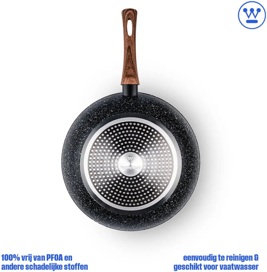 Westinghouse Wokpan Ø30cm - Inductie - 4L - Zwart Marmer