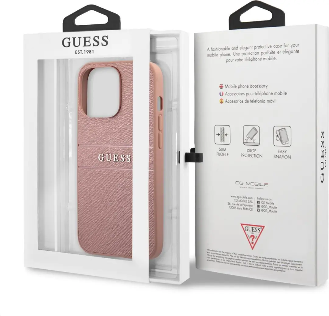 Guess Saffiano iPhone 13 Pro Hoesje - Roze - 7573 - afbeelding 6 van 6