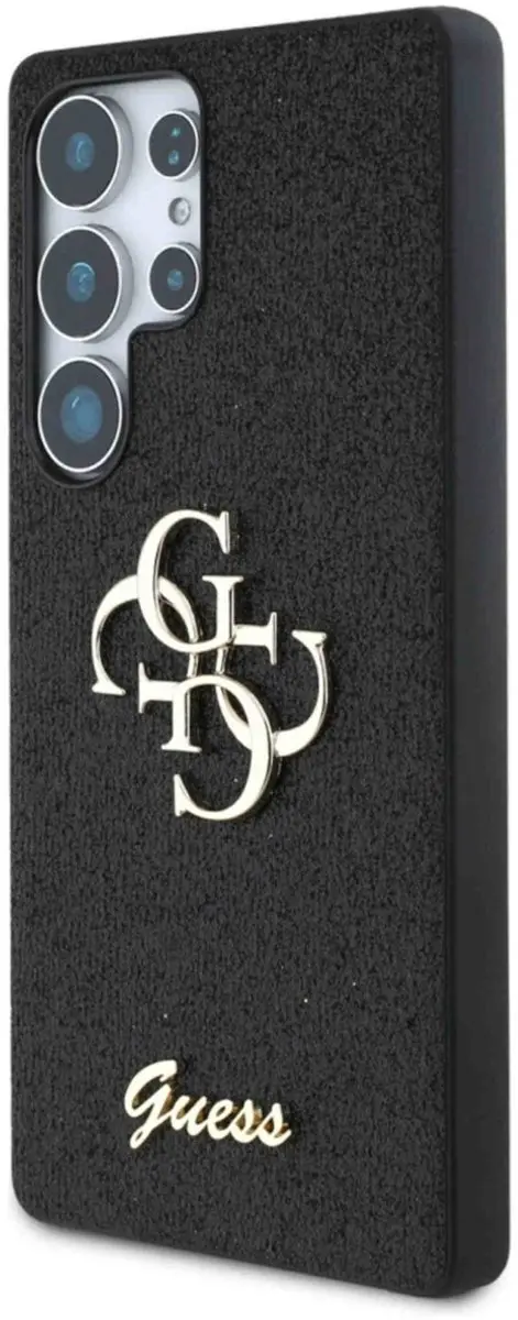 GUESS 4G Metal Logo Glitter Backcover GUHCS25LHG4SGK - Zwart
