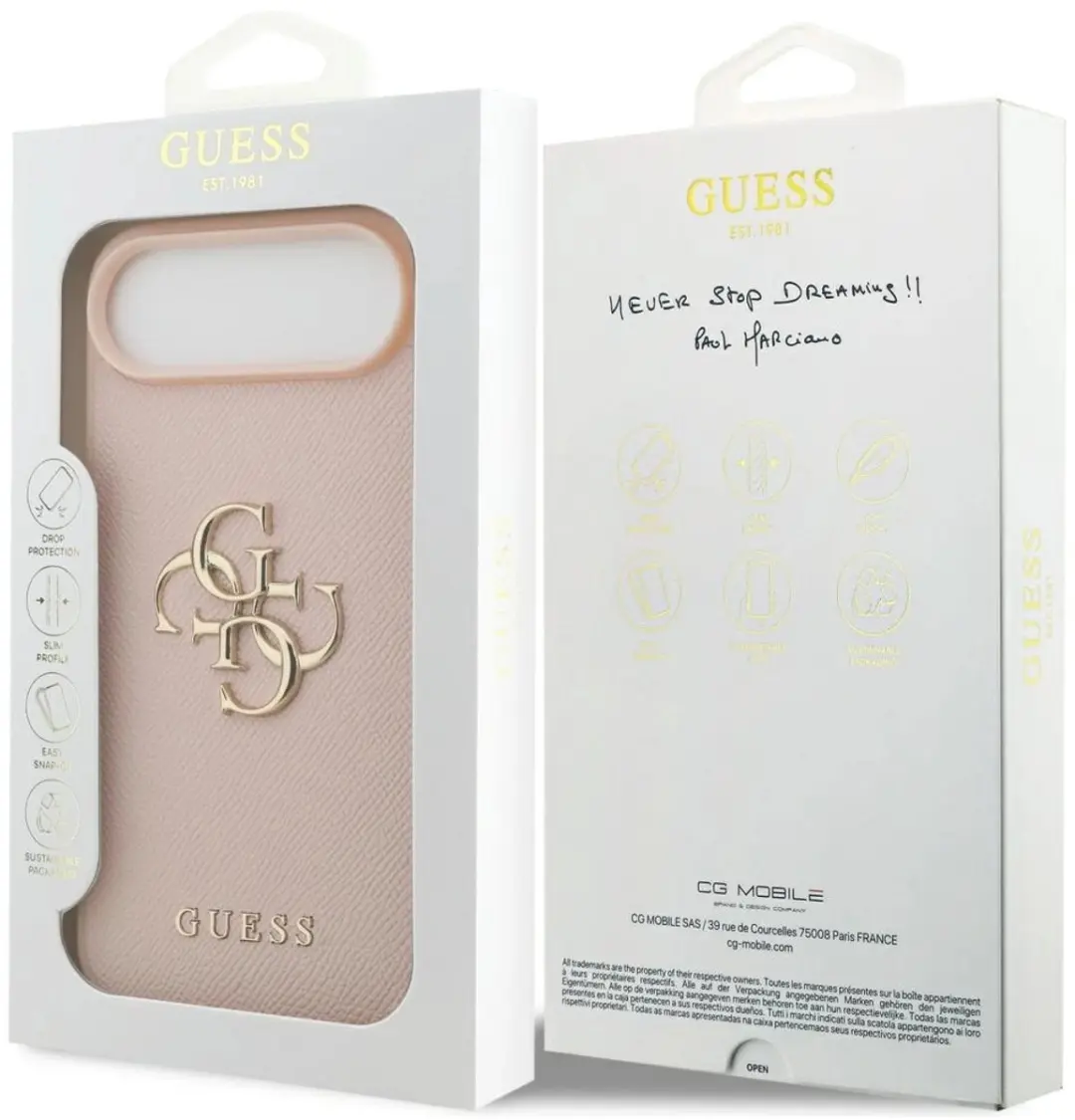 GUESS iPhone 17 Air Hoesje - Roze - Reliëfleerlook - MagSafe