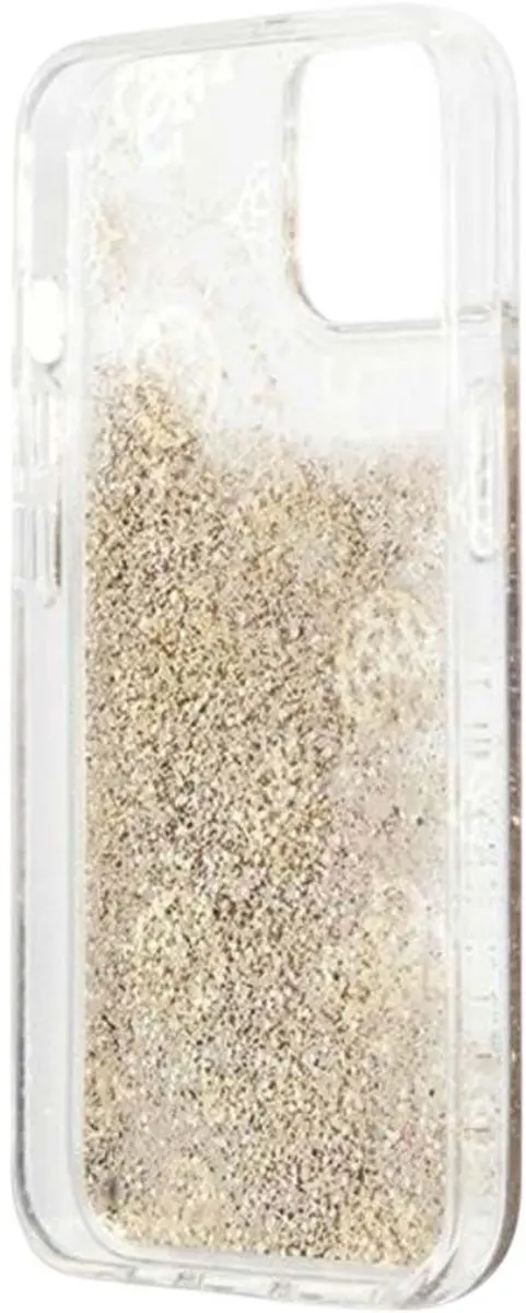 GUESS Peony Liquid Glitter iPhone 13 Mini Hoes - Goud