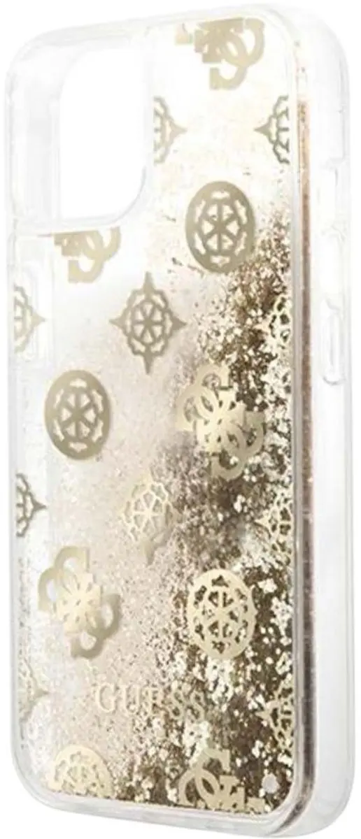 GUESS Peony Liquid Glitter iPhone 13 Mini Hoes - Goud