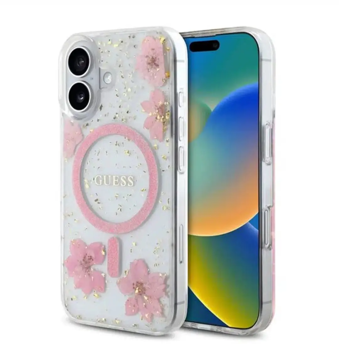 GUESS Backcover iPhone 16 MagSafe Roze
