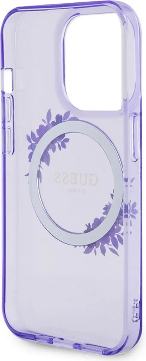 Guess Glossy Ring Back Case - iPhone 15 Pro - Paars - MagSafe
