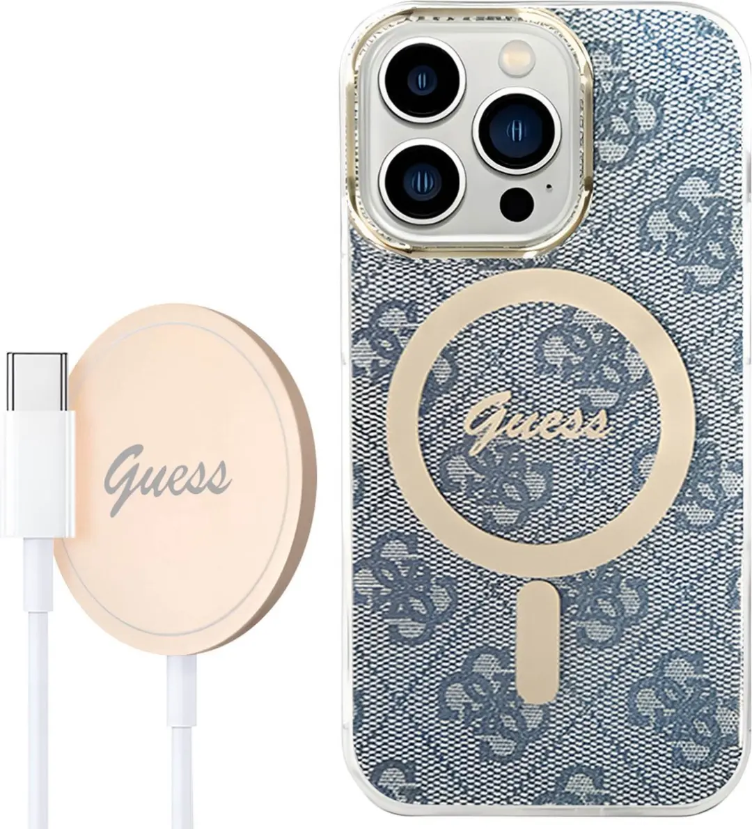 GUESS Hoesje iPhone 14 Pro Magsafe - Blauw